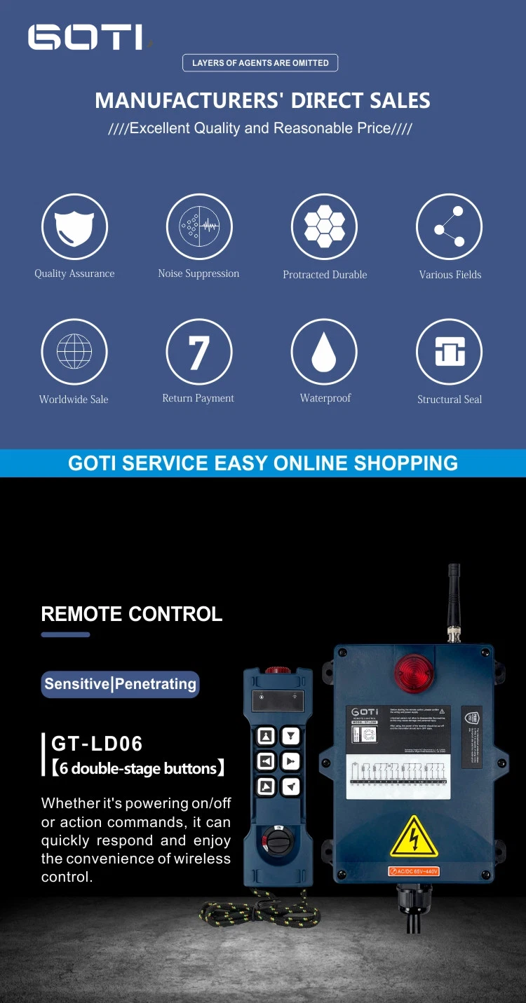 Universal Gt-Ld06 Substitute F24-6D Industrial Radio Remote Control AC/DC Wireless Control 12V 18-440V for Crane