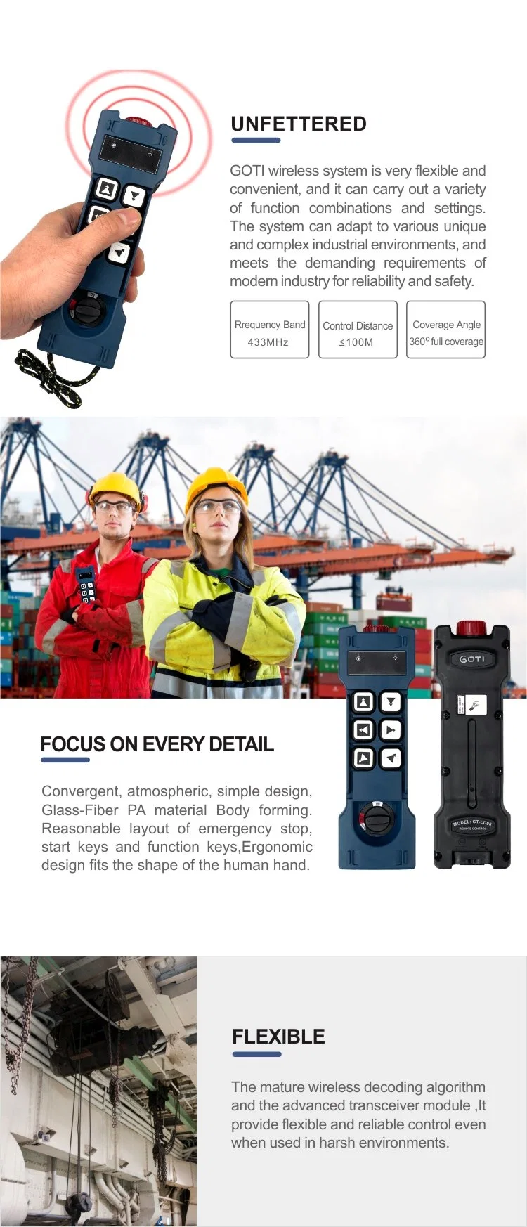 Universal Gt-Ld06 Substitute F24-6D Industrial Radio Remote Control AC/DC Wireless Control 12V 18-440V for Crane